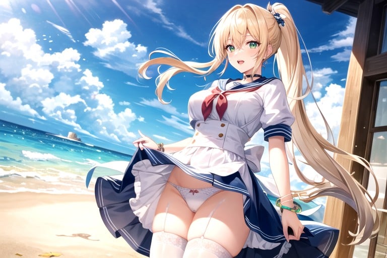 Leafa (sword Art Online), Sailor Uniform, Nylon Stockings AI Porn