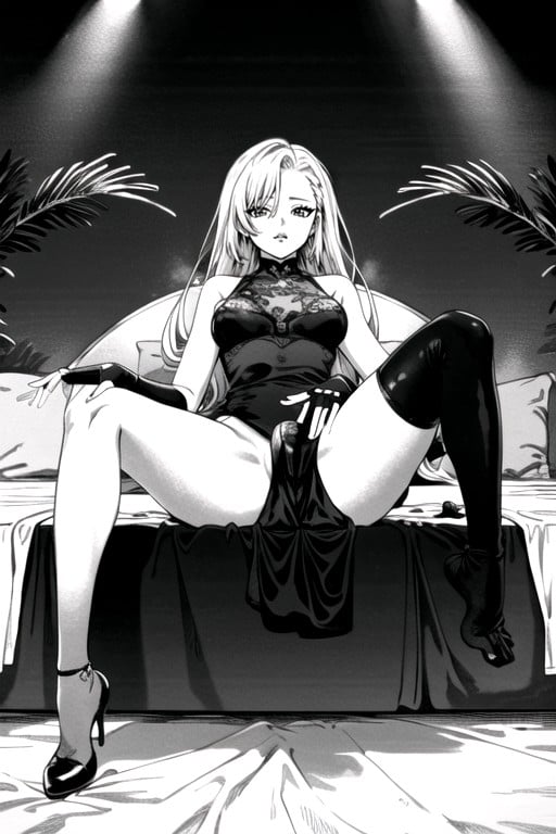 Stockings, Full Body, Black & White Manga AI Porn