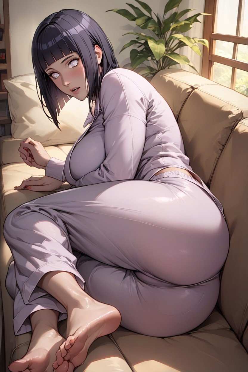 Pajamas, Lying On Side, Short HairAIポルノ