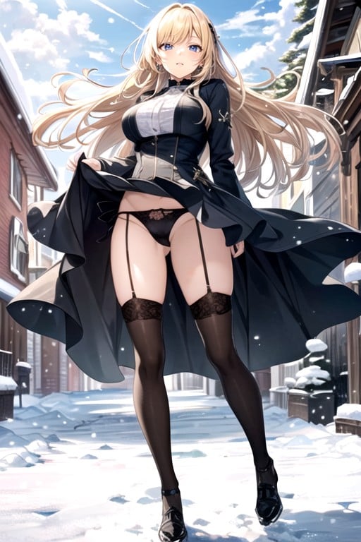 Blonde Hair, Wind In Hair, Snowing AI Porn