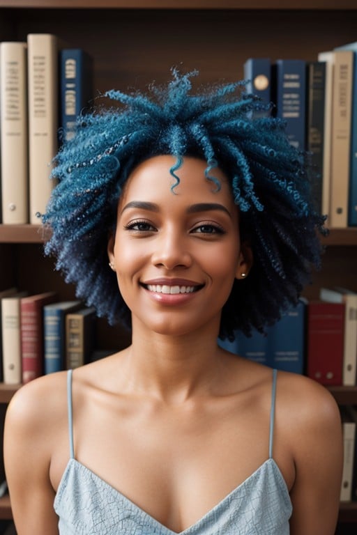 Afro, Sonriendo Con La Boca Abierta, BokehPorno AI