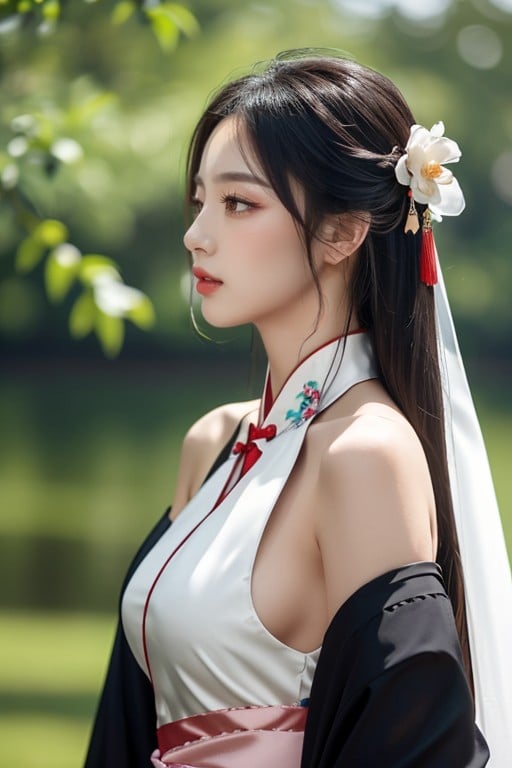 Hanfu Chino, Tetas De Lado, MaquillajePorno AI