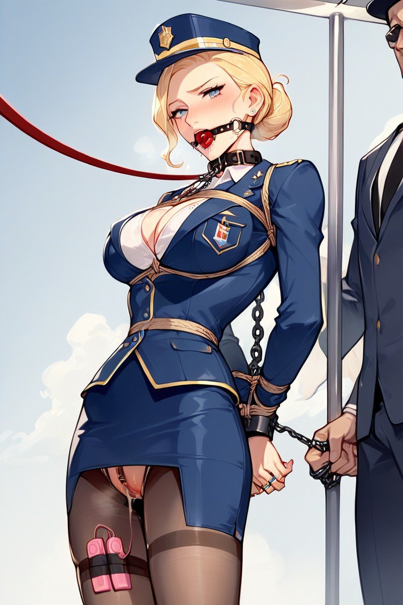 Flight Attendant, In Uniform, Being AuctionedPorno AI