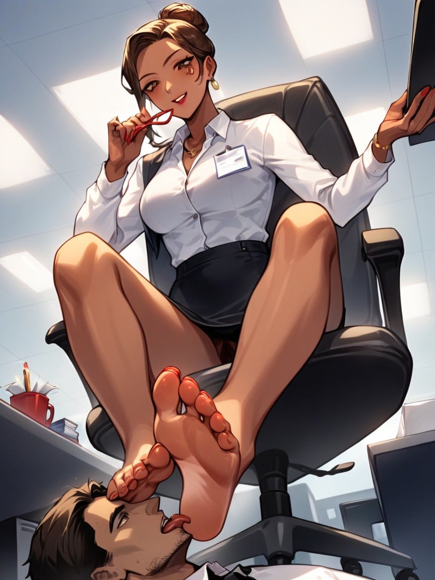 View From Below, Perfect Legs, Office Setting AI Porn