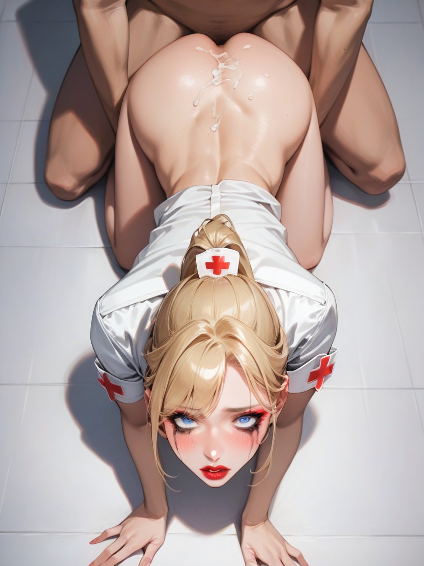 Flashy Eye Makeup, Cum On Ass, On-all-fours AI Porn