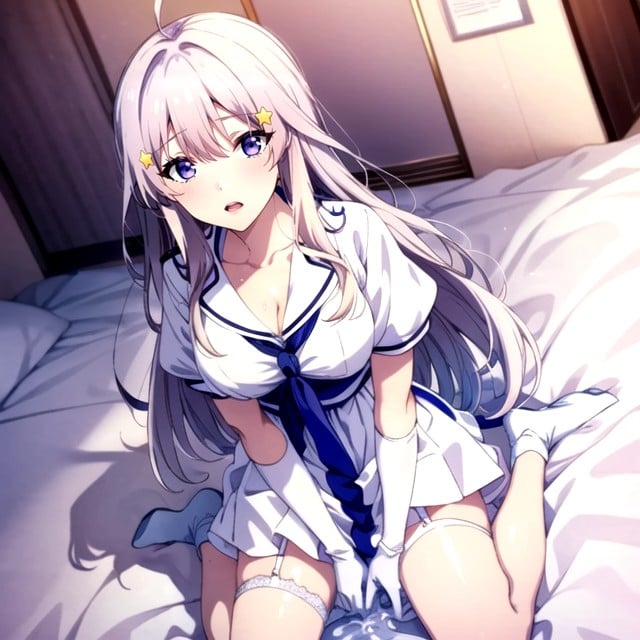 White Hair, Sfw, Screencap (detallado)Porno AI