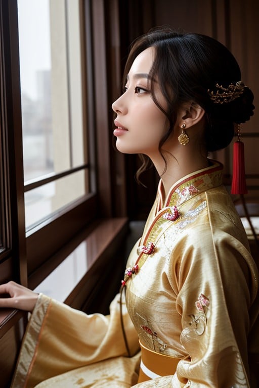 Chinese Hanfu, Side View, 1 Person AI Porn