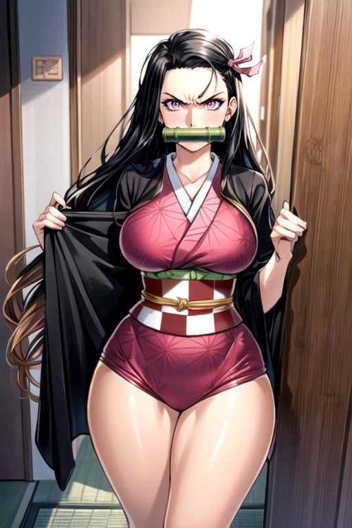 Peito Arredondado, Comic, Nezuko (demon Slayer) Pornografia de IA