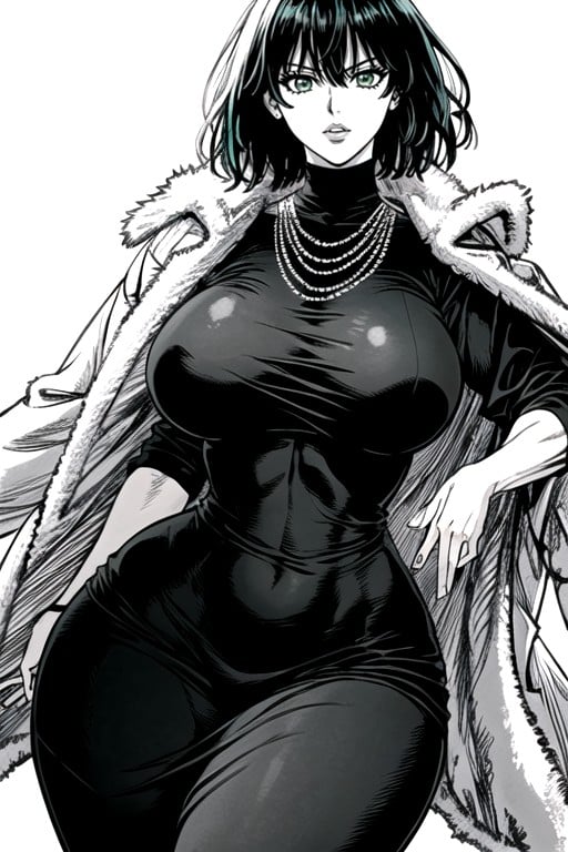 Black & White Manga, Underboob, Form Fitting Clothes AI Porn