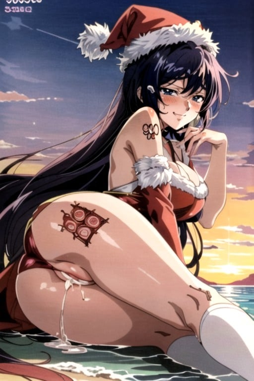 Christmas, Mischievous (smiling While Blushing), Sunset AI Porn