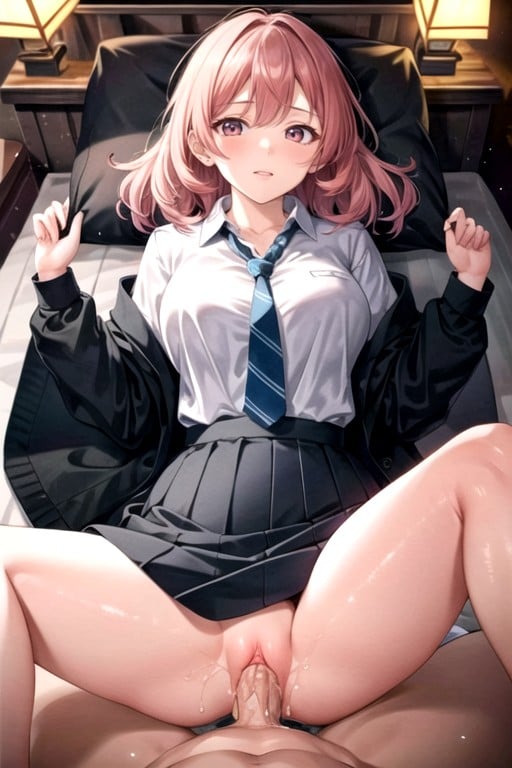 Pink Hair, School Uniform, Japanese AI Porn