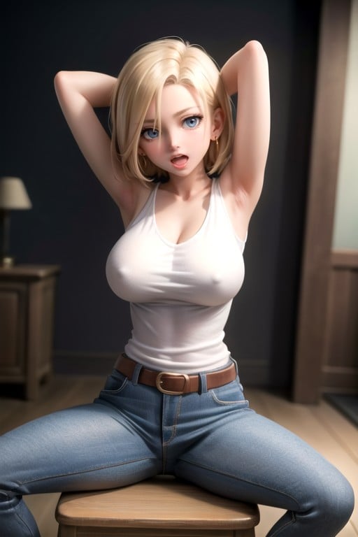 Orgasm, Android 18 (dragon Ball Z), Sitting Down Legs Spread AI Porn