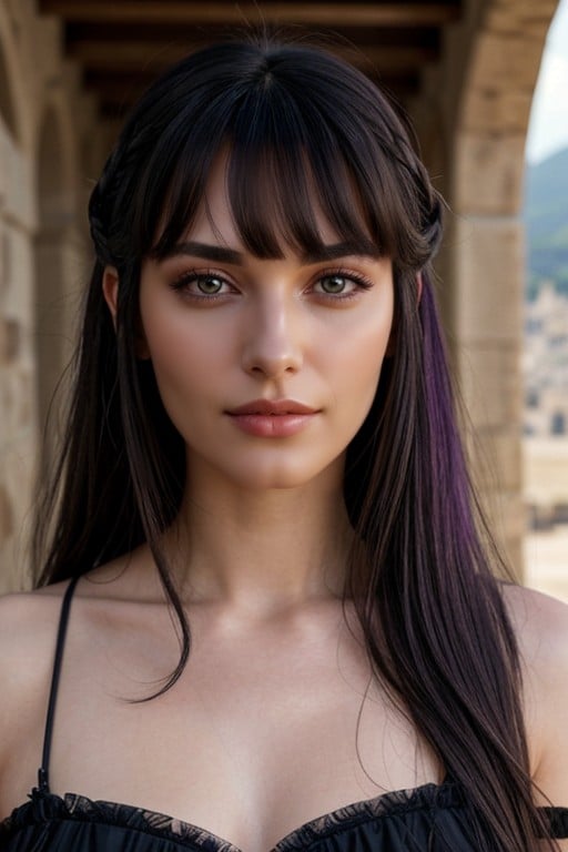 Long Length, Bangs, Purple Eyes AI Porn