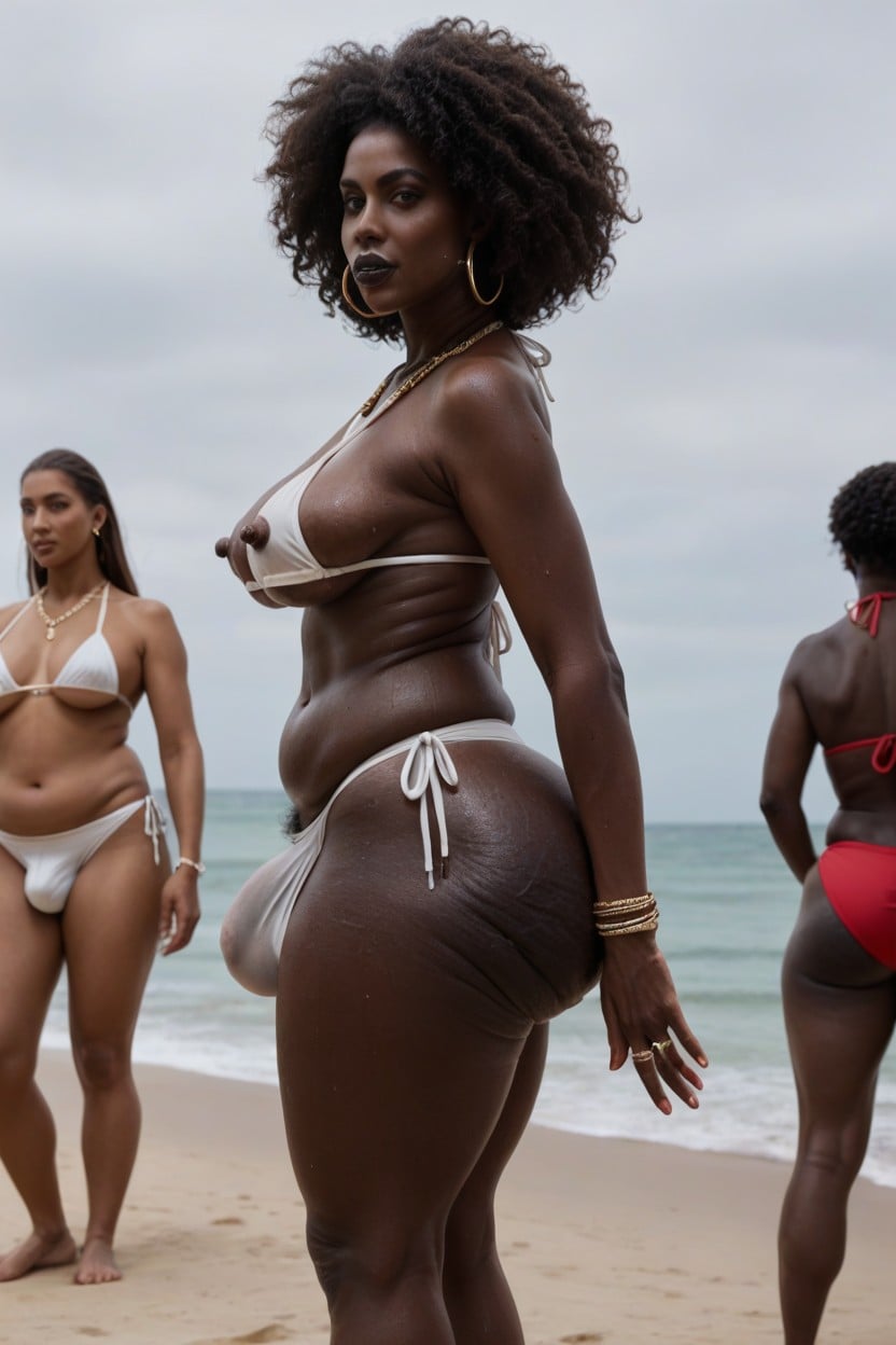 Giant Nipples, White Bikini, Form Fitting Clothes Shemale AI Porn