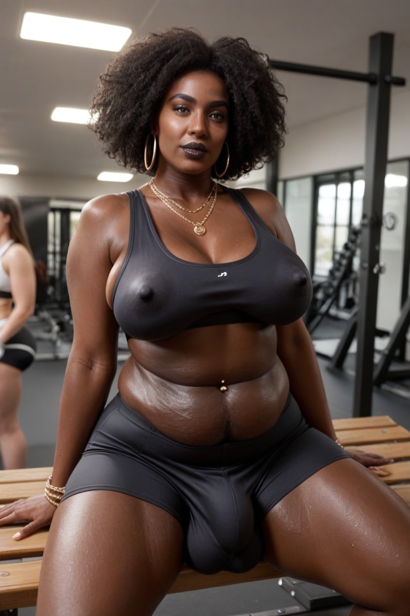 Puffy Nipples, Shorts Bulge, Sweaty Shemale AI Porn