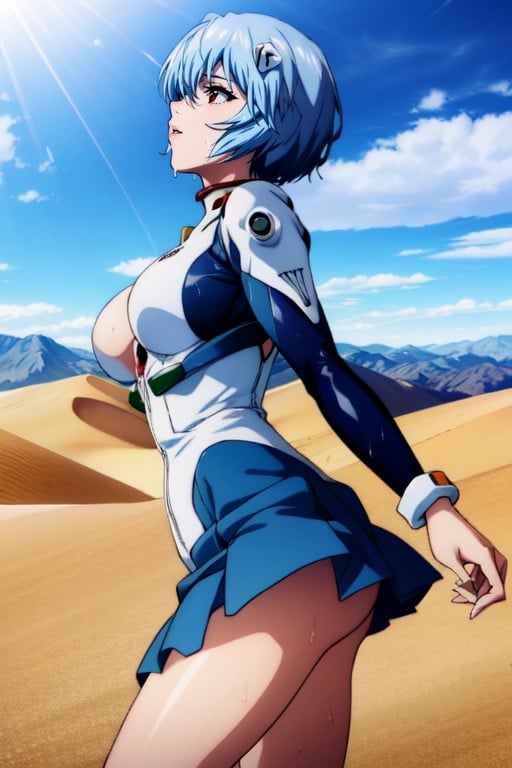 Mini Skirt, Ultra Detailed Ayanami Rei From Evangelion, Perfect Body ShapePorno IA