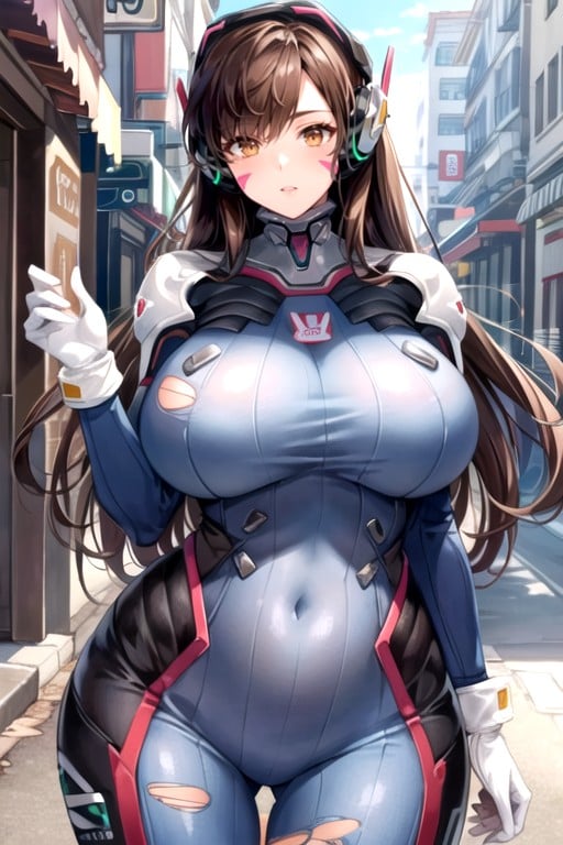 Ripped Clothes, Massive Breast, D'va (overwatch) AI Porn