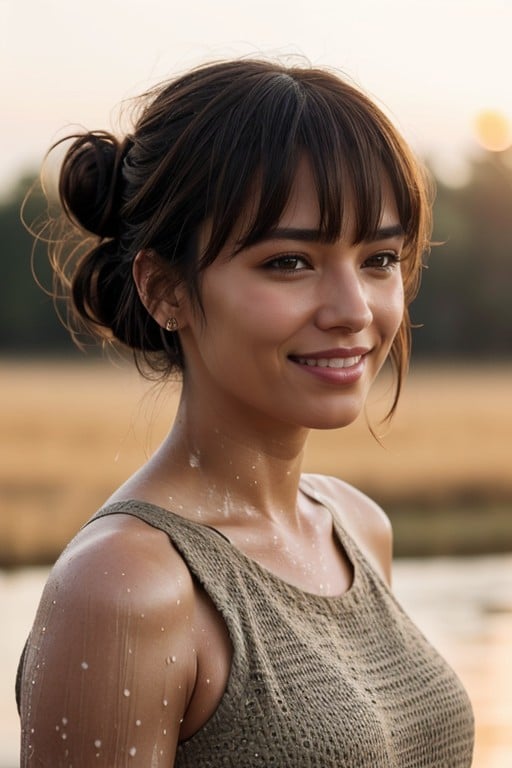 Bangs, Sweaty, Hair Bun AI Porn