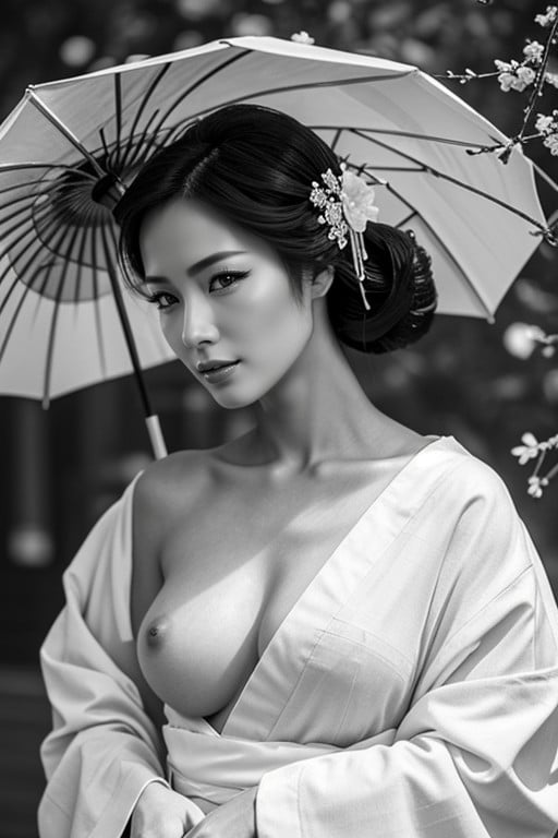 Sexy Siluhettes Of Geisha Women Black And White Colors Only Full Body Nude SillhueteAI黄片