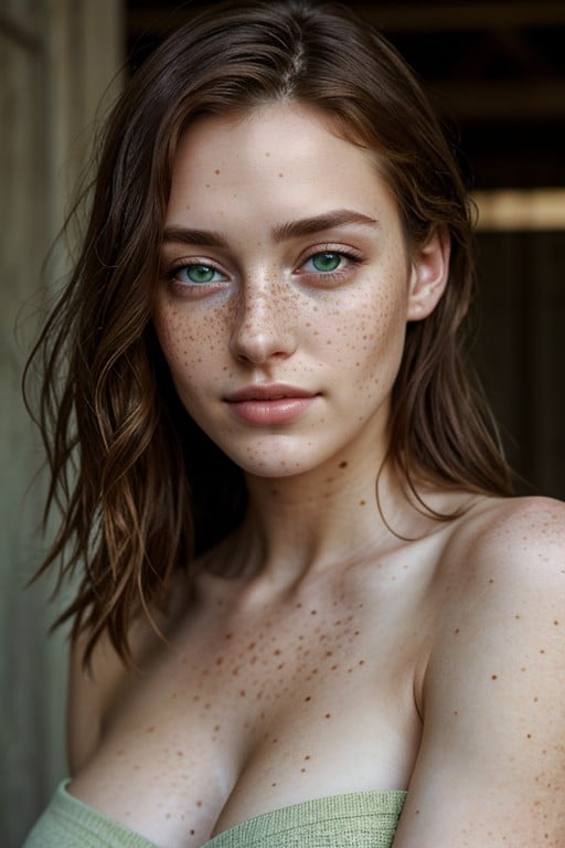 Yeux Verts, Irlandaise, Cheveux BrunsPorno IA