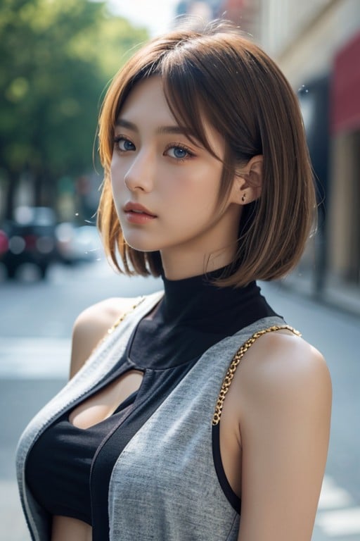 横乳, 18, ウエストショットAIポルノ