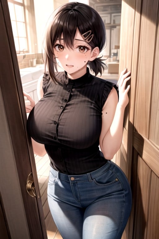 Kobeni Higashiyama (chainsaw Man), Jeans, Vue De FacePorno IA