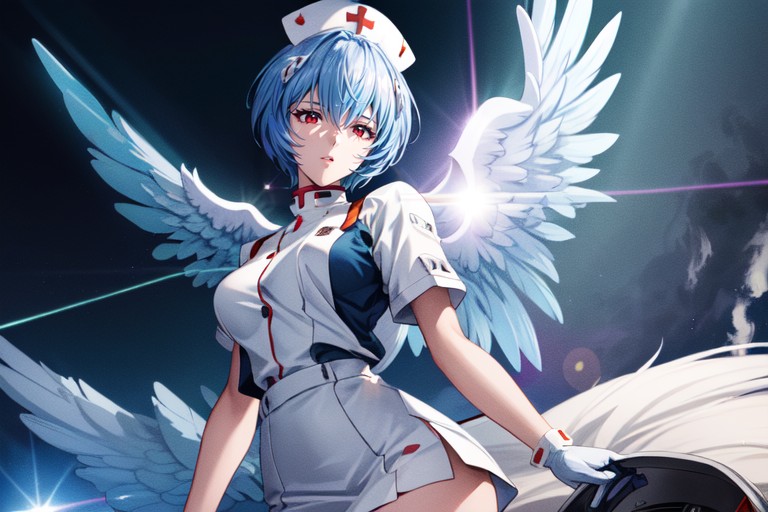 Angel, Blue Hair, Halo Of Light Above Head AI Porn