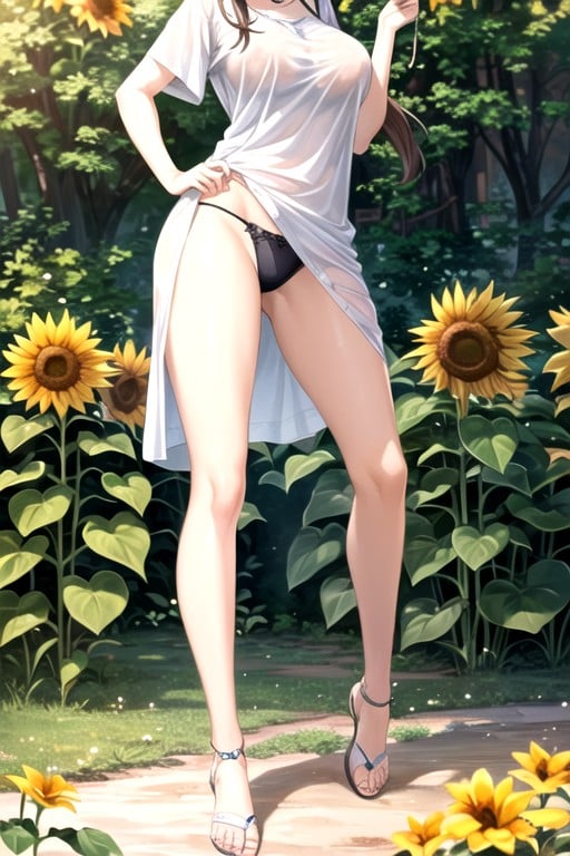 Sunflower Field, Full Body, Skinny AI Porn