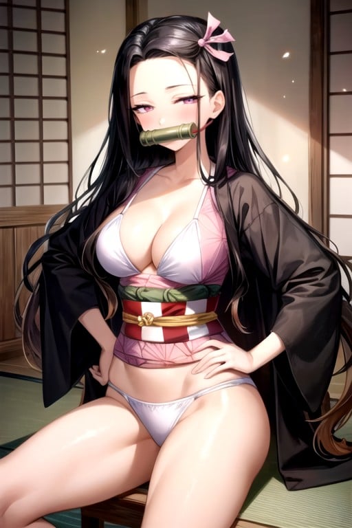 Kimono, Nezuko (demon Slayer), Manos En La CinturaPorno AI