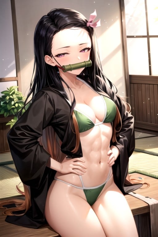 Nezuko (demon Slayer), Sitting Down, Fit AI Porn