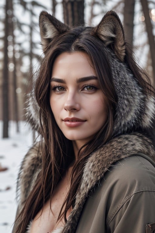 Grey Fur And Hair Ranged Teeth, Wild Furry Wolf Girl Appeared On The Open Air Camp, DirtyPorno AI