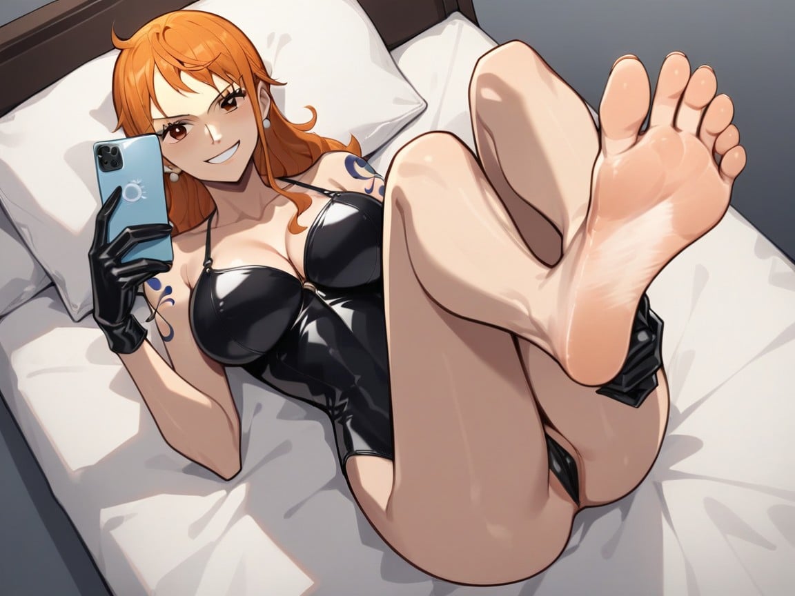 Latex Gloves, Presenting Feet, Nami From One Piece AI Porn