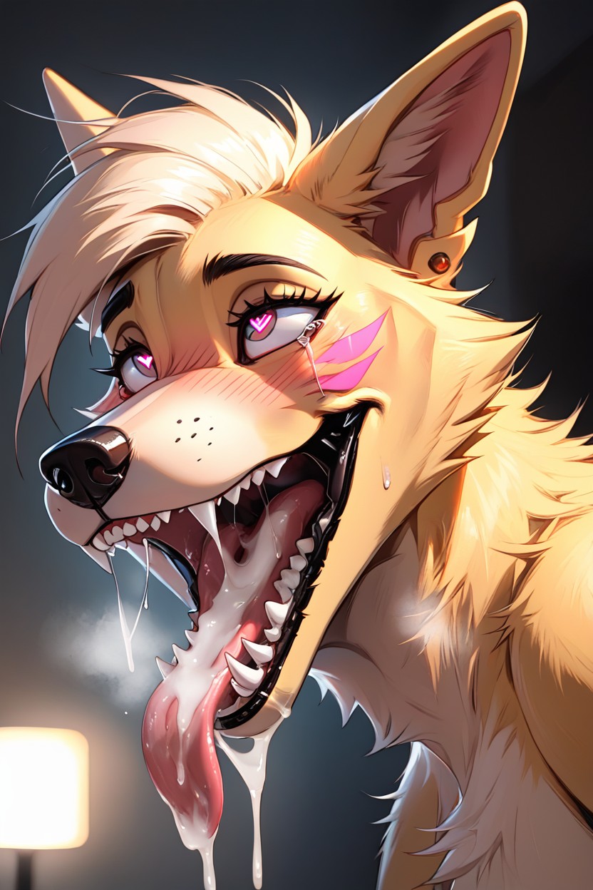 Blushing, Ahegao, Saliva On Tongue Furry AI Porn