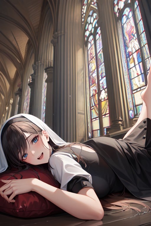 Laying, Cute, Church AI Porn