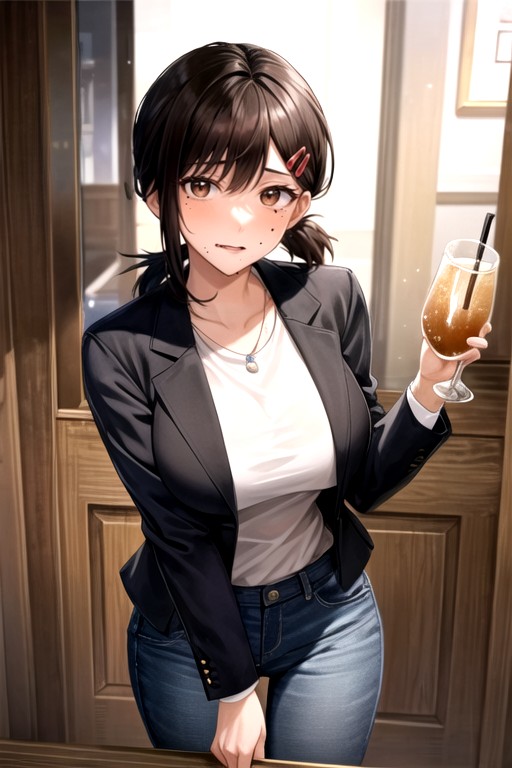 Rounded Breast, Jacket, Party 、drink、close-up 、toast、get Drunk、 AI Porn