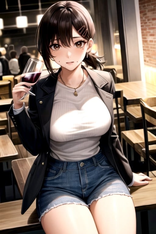 Skinny, Rounded Breast, Party 、wine Table 、drink、close-up 、toast、get Drunk、 AI Porn