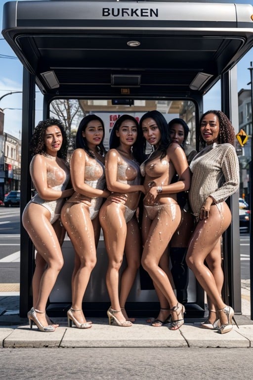 Full Body, Harem, Bus Stop AI Porn