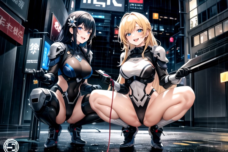 2 People, Cyberpunk City, Cute AI Porn