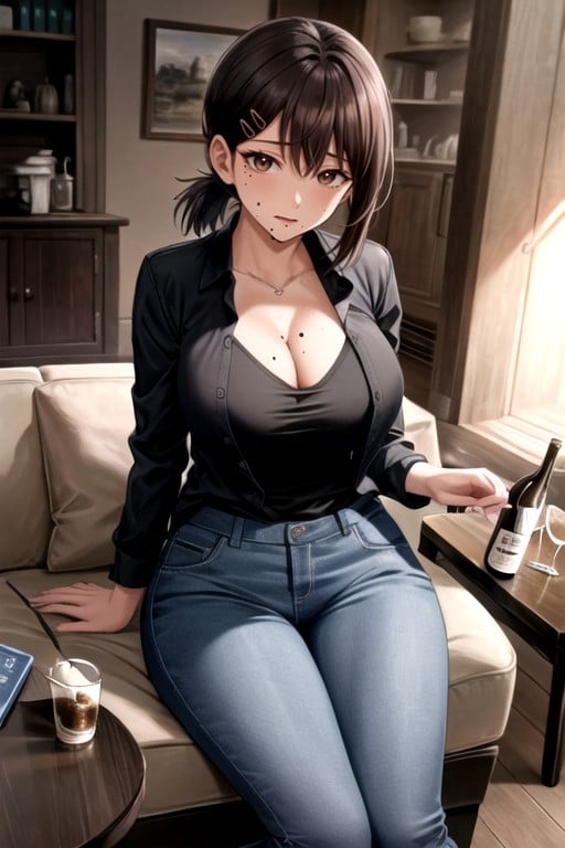 Kobeni Higashiyama (chainsaw Man), Jeans, Jaqueta Pornografia de IA