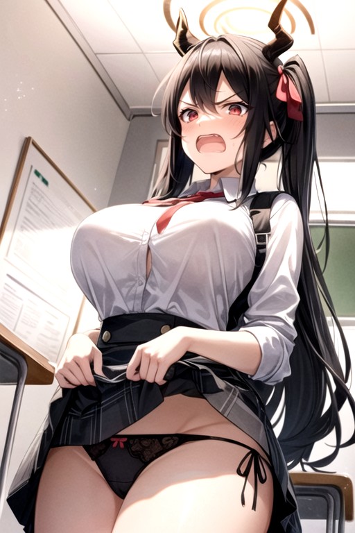 Black Hair, Classroom, Lifting Skirt AI Porn