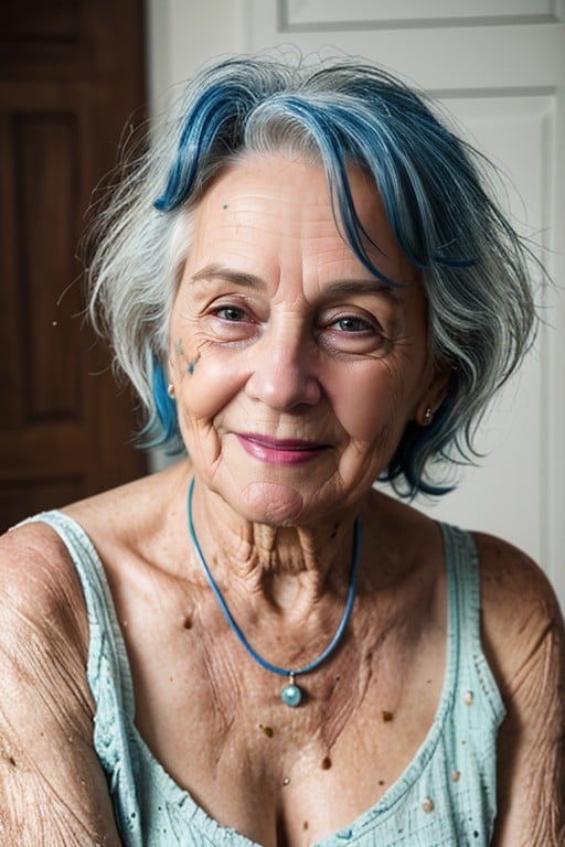 Sorrindo Com A Boca Aberta, 60+, Cabelo Bagunçado Pornografia de IA