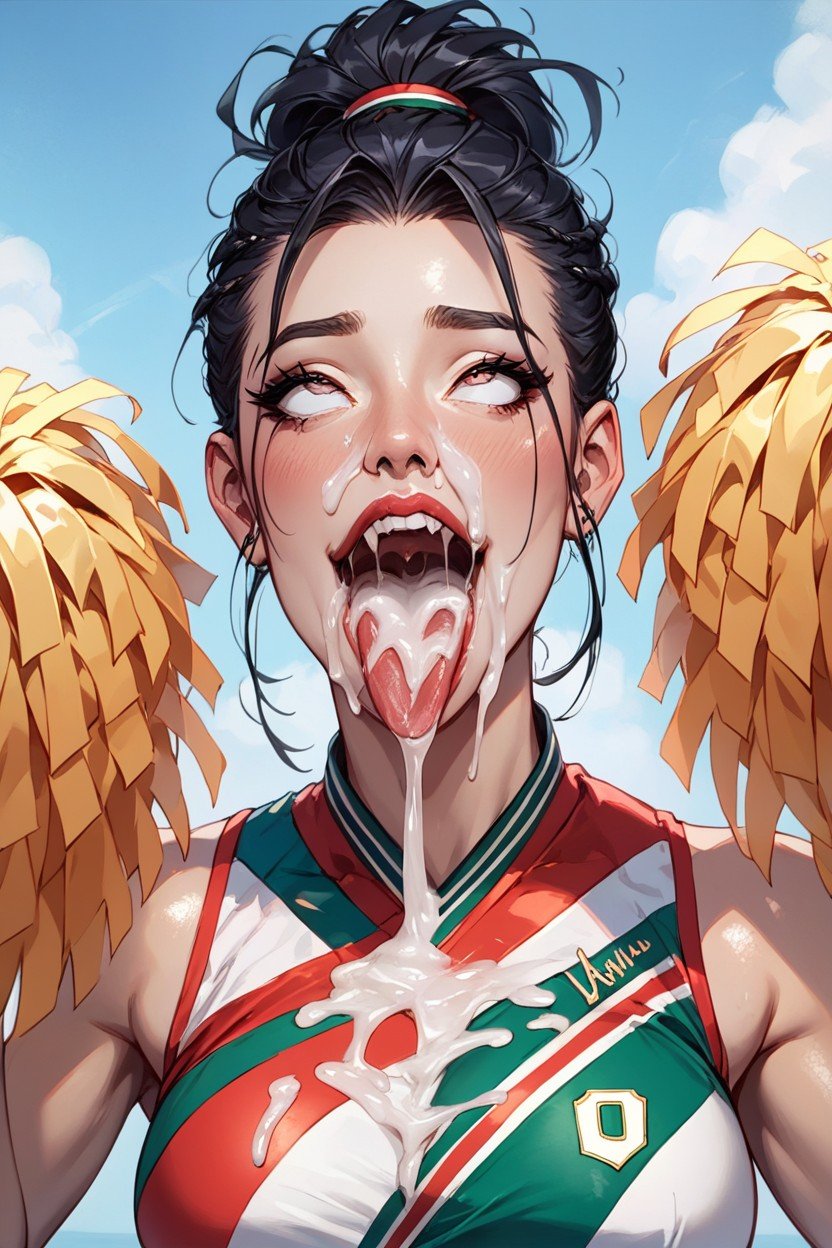 Cum Drooling On Down On Her Cleavage, Cheerleader, 苗條AI黃片