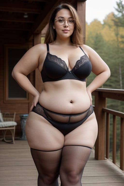 She Has Thong Under The Pantyhose, In Black Bra And High Waisted Black Pantyhose, Beautiful Plus Size NurseAI黄片