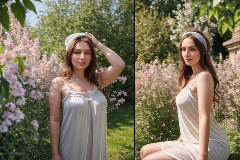 With Long Hair, Soviet Curvy Russian Girl, Garden Pornografia de IA