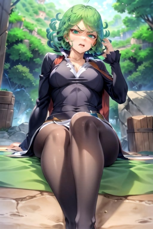 Tatsumaki (one Punch Man), Sentada Mostrando Los Pies, Punto De VistaPorno AI