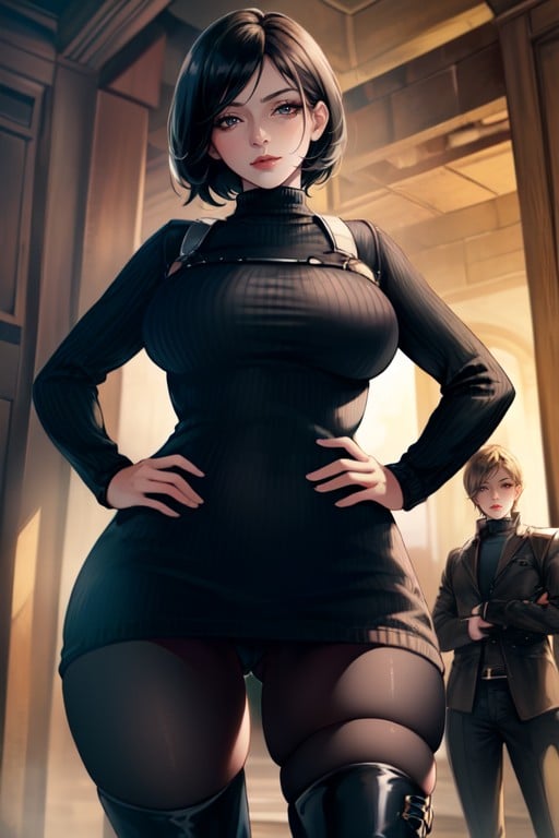 Looking At Viewer, Black Wear, Ada Wong (resident Evil) AI Porn