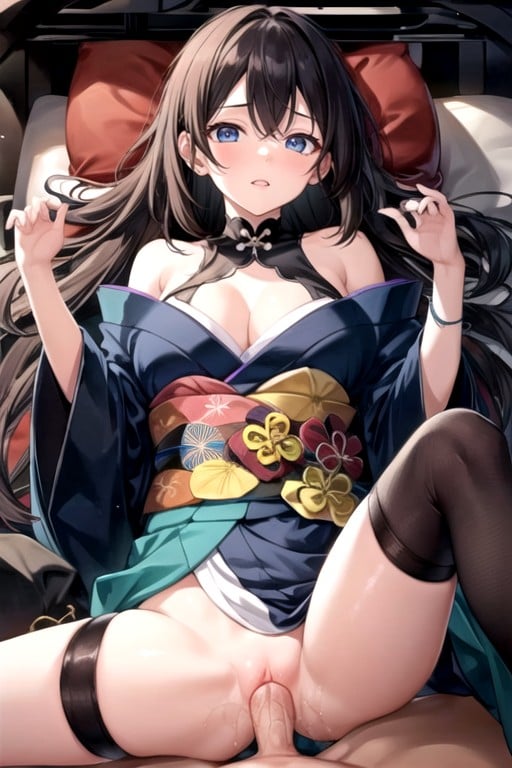 Black Hair, Bed, Kimono AI Porn