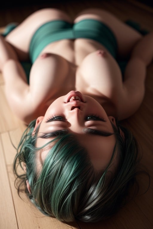 Very Short Hair, Green Hair, Rear View AI Porn