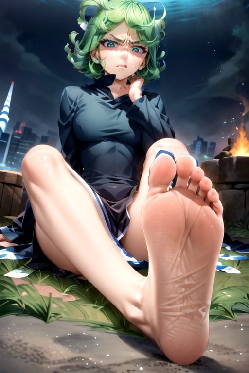 Sitting Presenting Feet, Tatsumaki (one Punch Man), Disgusted AI Porn