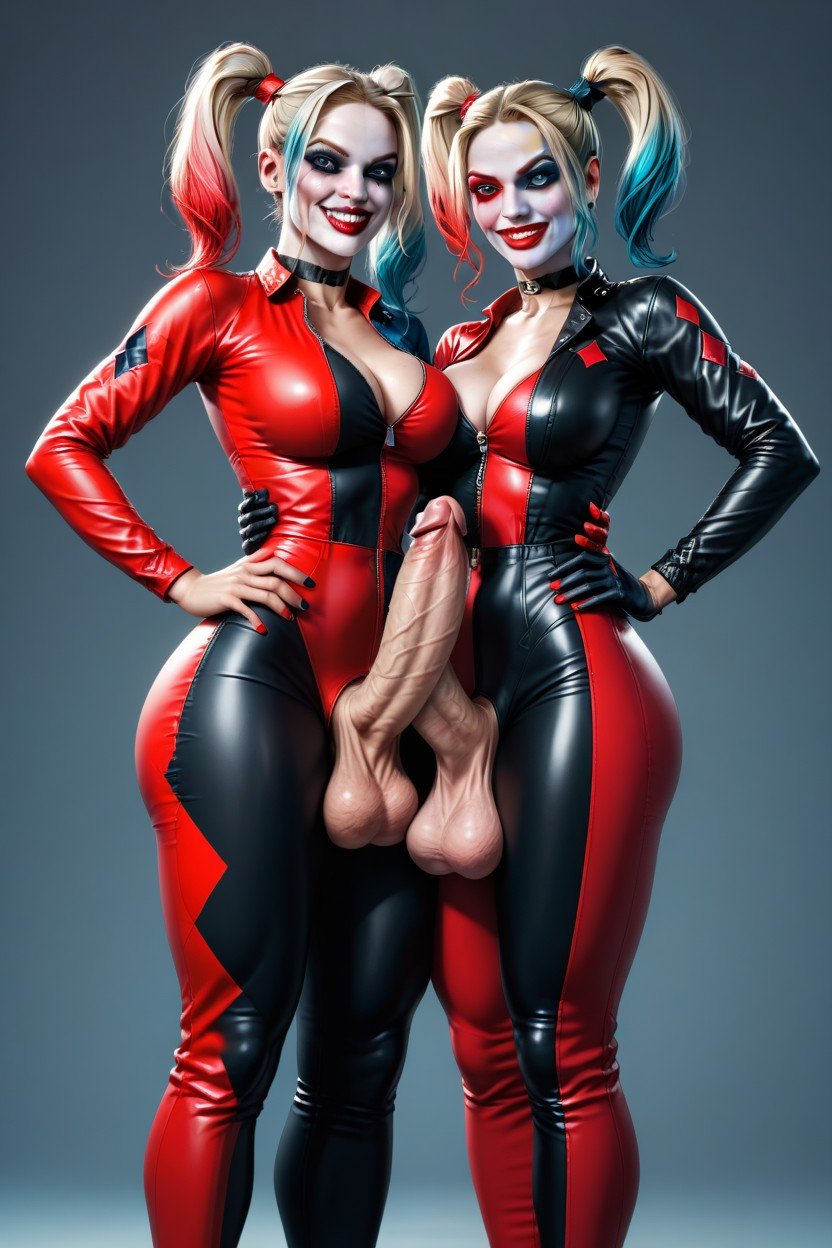 Comparing Dick Size, Leather Jumpsuit, Harley QuinnAIポルノ